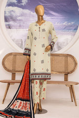 Linen Wintry By HZ Unstitched 3 Piece Printed Linen Vol-02 Suit-LWS-1162-White