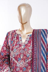 Bin Saeed Stitched 3 Piece Exc Emb Lawn Short Length With Bell Bottom-LSM-3010-MAROON