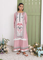 Whimsical Garden By Ahlam Stitched Summer Co-Ords Suit-Crimson Glow