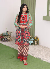 Whimsical Garden By Ahlam Stitched Summer Co-Ords Suit-Rainbow Mist