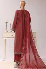 Regal By Sada Bahar Stitched 3 Piece Festive Emb Lawn Vol-03 Suit-EMB-1267 MAROON