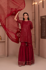 Noor E Mahal by Madiha Gohar Stitched Formals Suit-Layla e Mehr | Gharara Dress