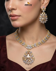 Zeesy-Leaf Teardrop Necklace Set