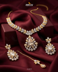 Zeesy-Leaf Teardrop Necklace Set