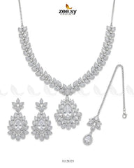 Zeesy-Leaf Teardrop Necklace Set