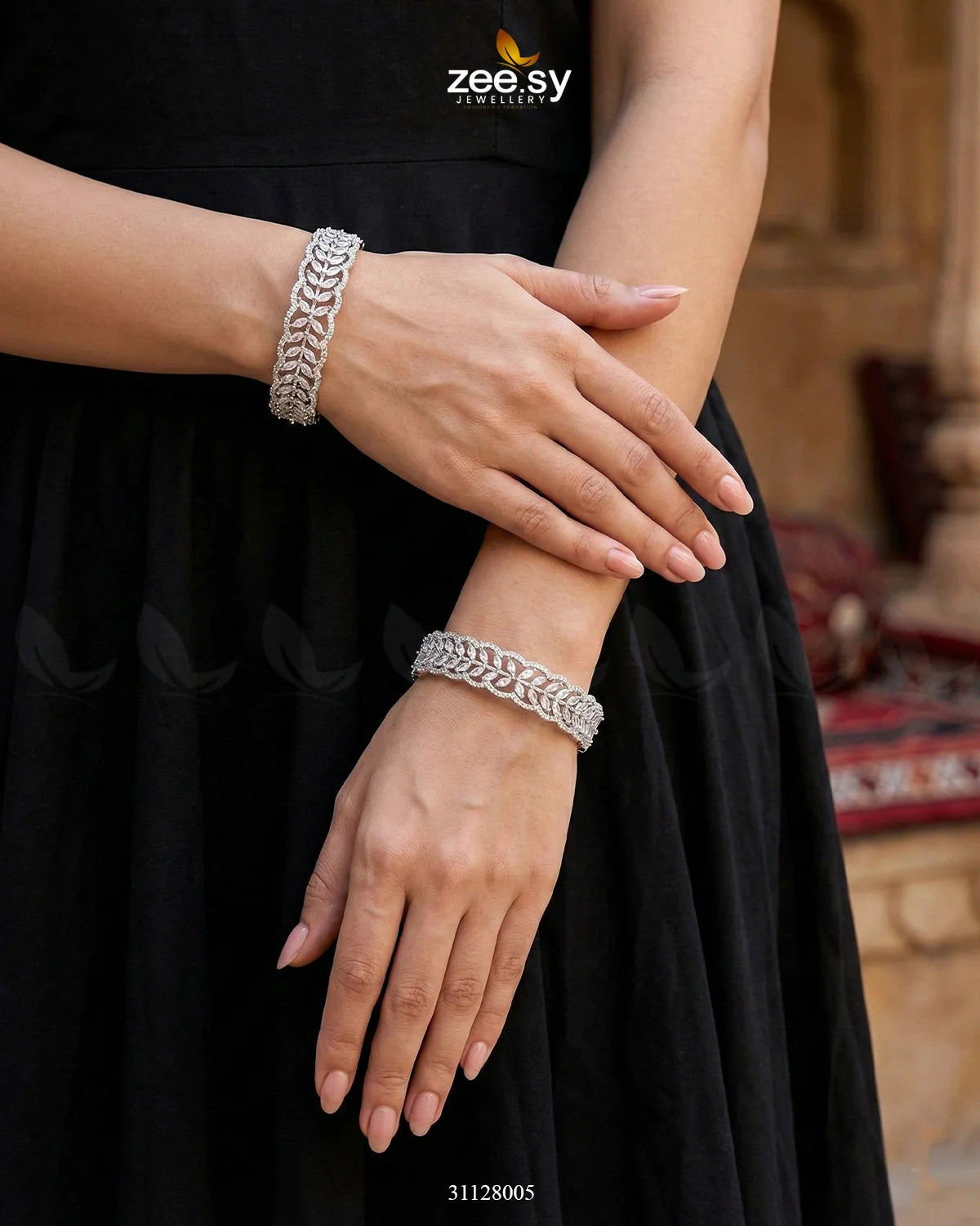 Leaf Vine Gems Stone Bangles - Zeesy Jewellery