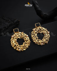 Leaf Nest Earrings Golden Black - Zeesy Jewellery