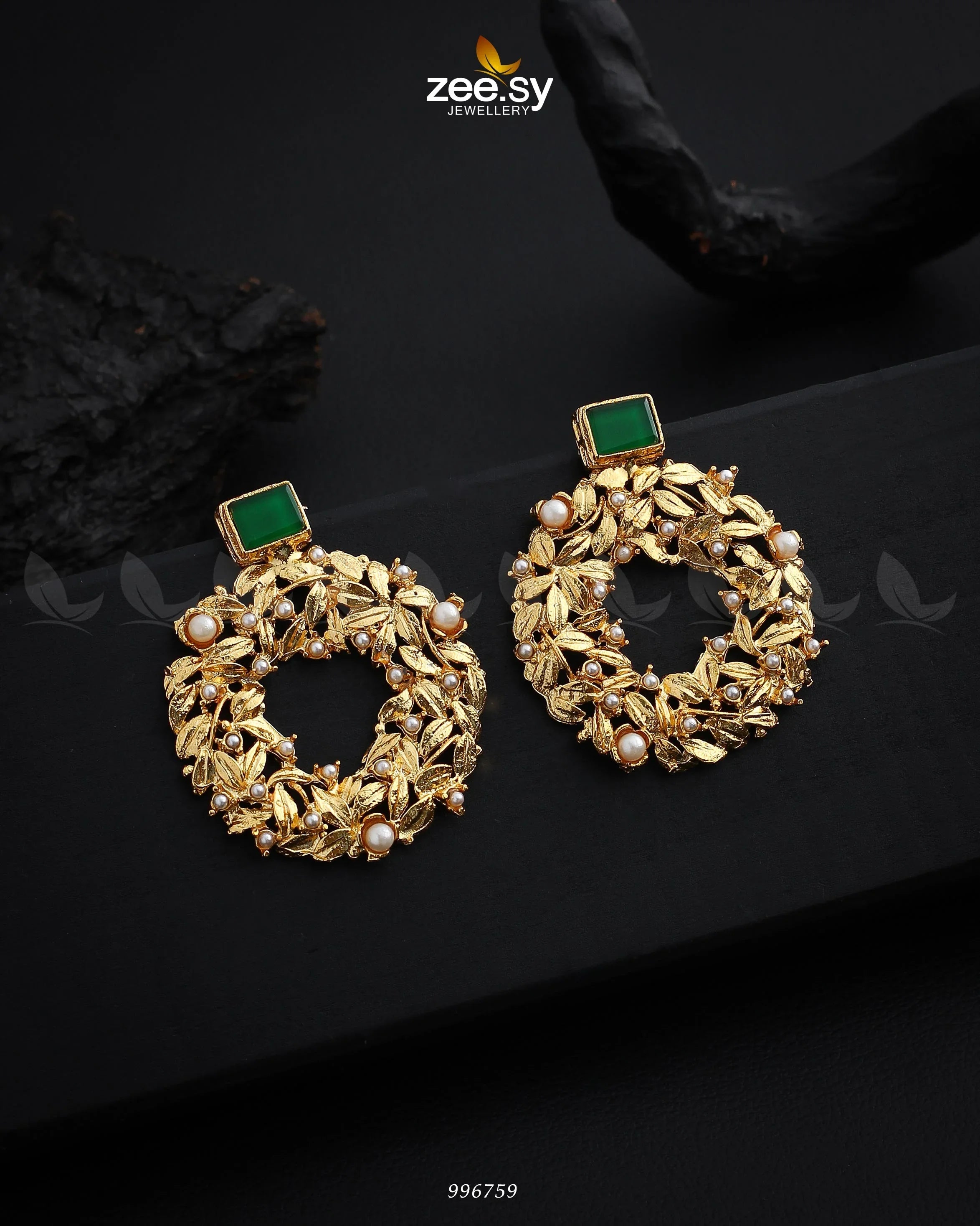 Leaf Nest Earrings Green - Zeesy Jewellery