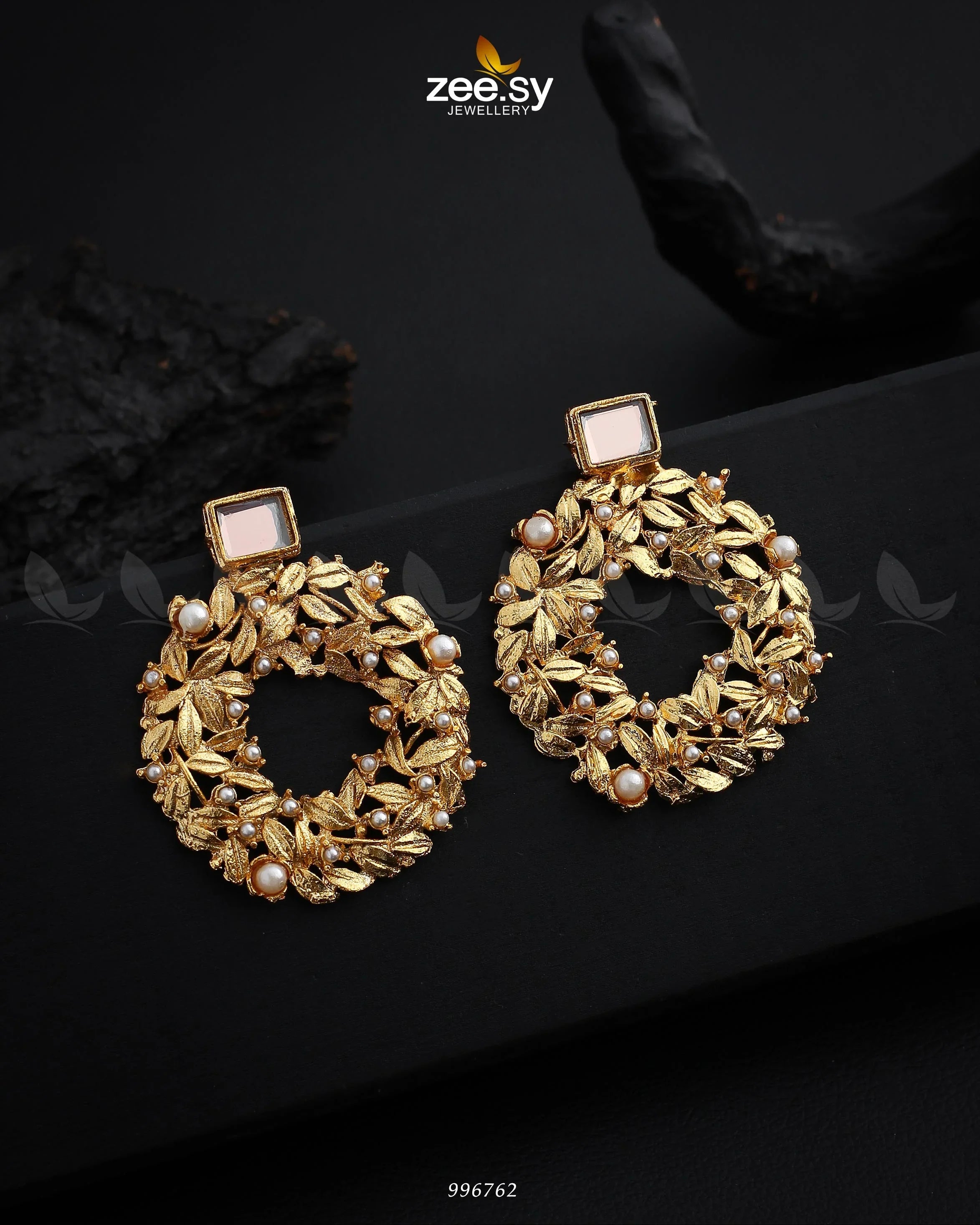Leaf Nest Earrings Champagne - Zeesy Jewellery