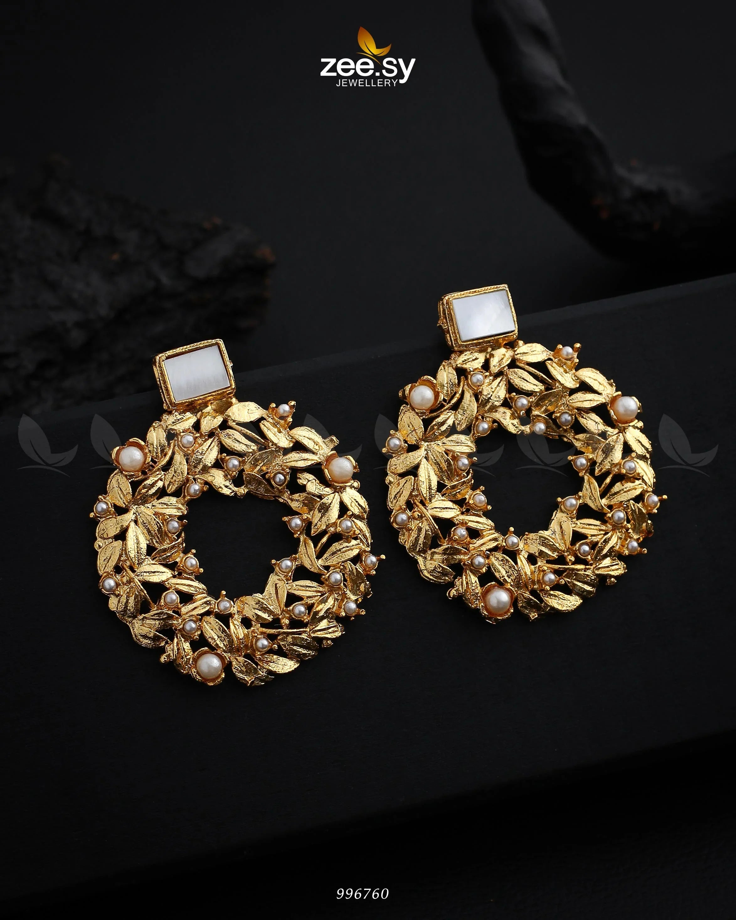 Leaf Nest Earrings White - Zeesy Jewellery