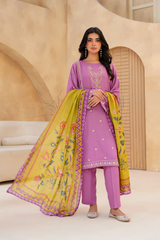 Qurb Stitched 3 Piece Winter Collection'2025-Lilac Reverie