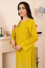 Morganite By Stitch Vibes Stitched 2 Piece Dress Collection'2024-Lime Green Tonal Dress