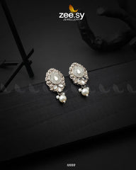 Limestone Crush Studs Earrings White - Zeesy Jewellery