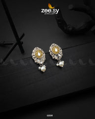 Limestone Crush Studs Earrings Yellow - Zeesy Jewellery