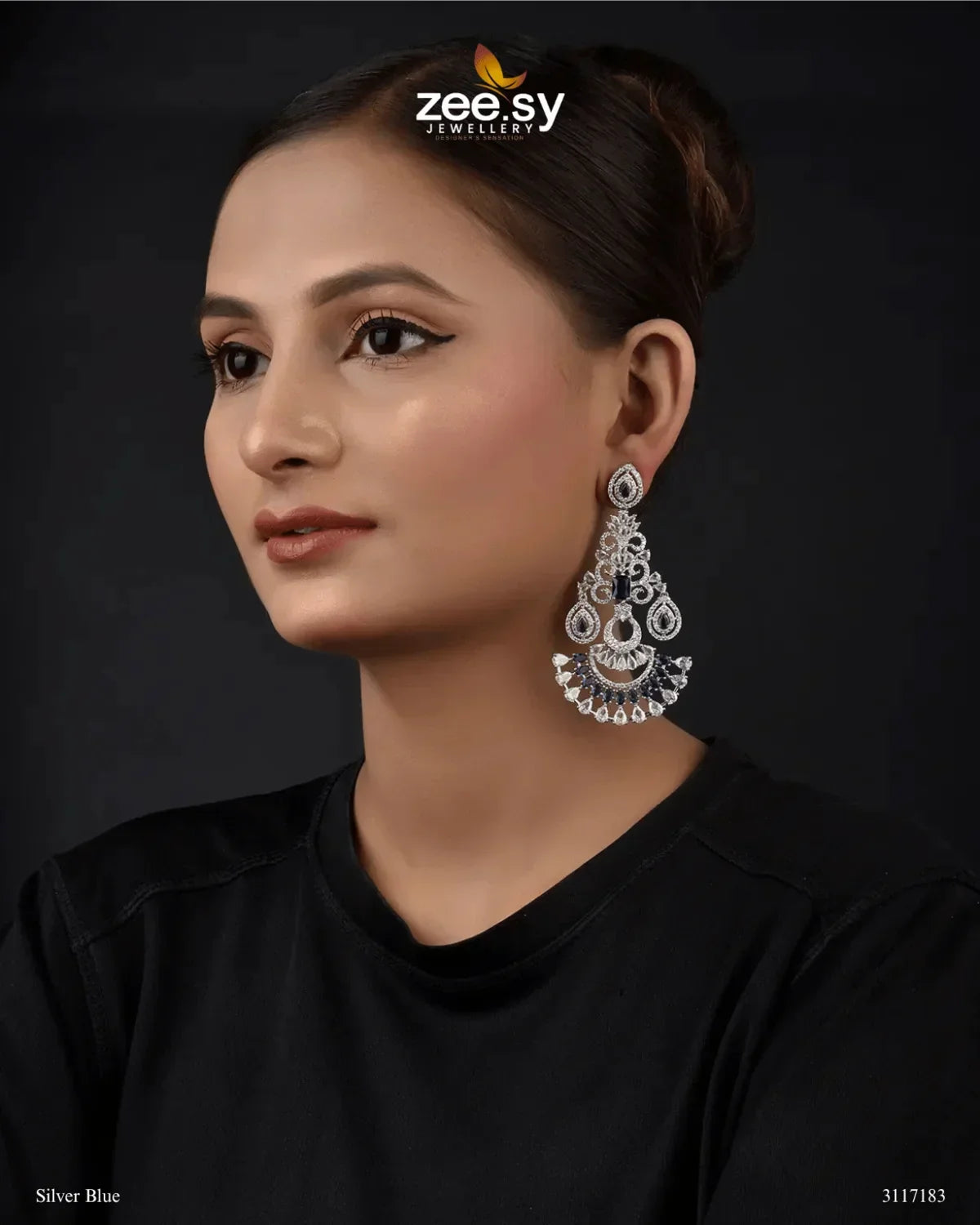 Lunaria Earrings Silver Blue - Zeesy Jewellery