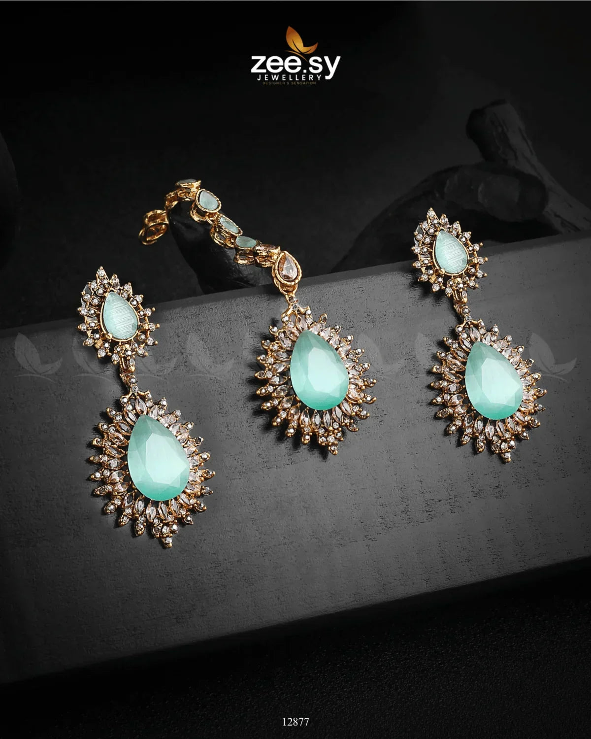 Lupine Earrings Golden Mint Green - Zeesy Jewellery