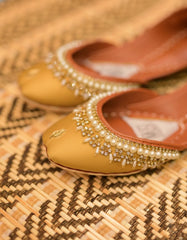 Mgs Style Khussa Collection-Lustre Pearl Ensemble  Golden Aura