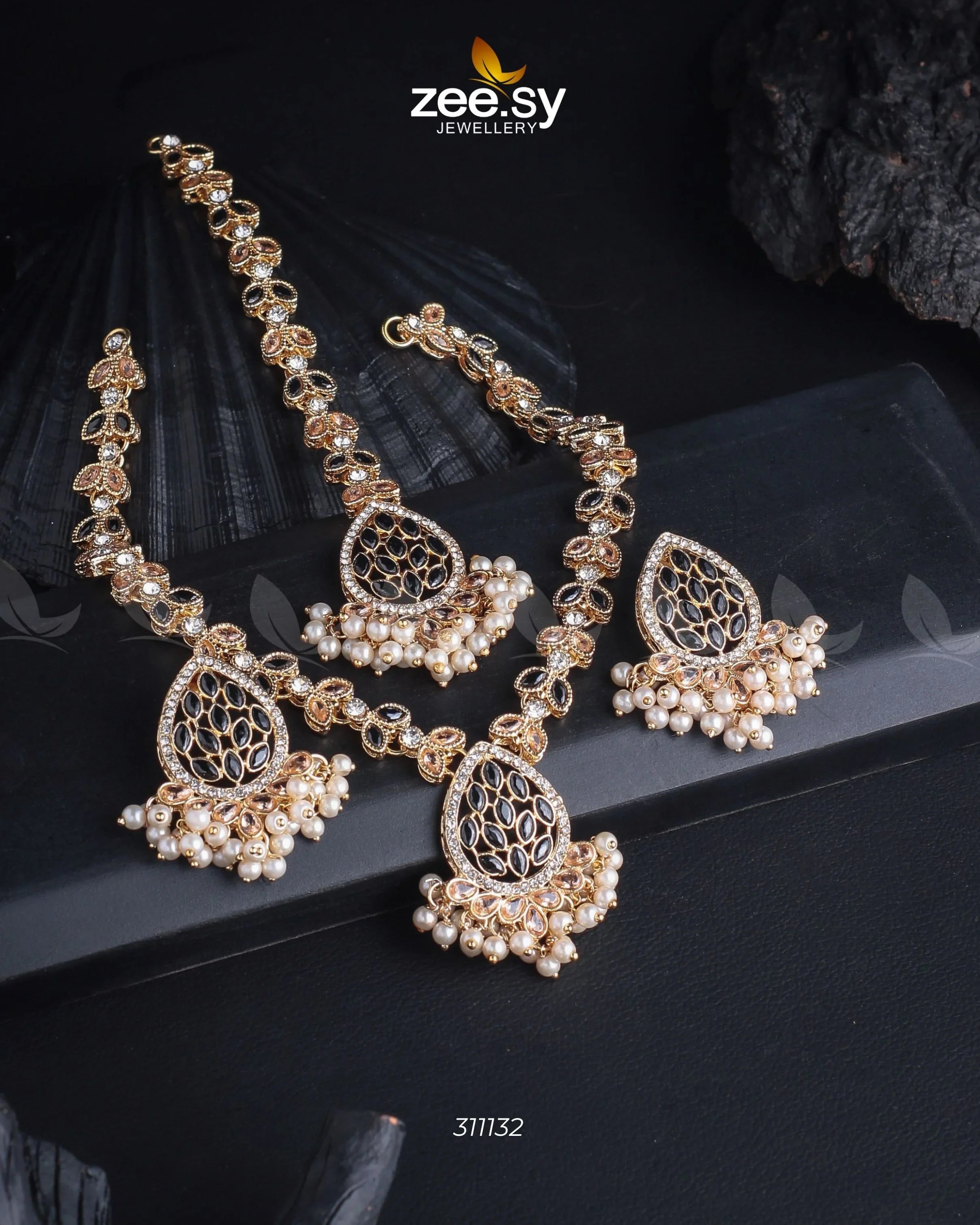 Luxe Necklace Set Golden Black - Zeesy Jewellery