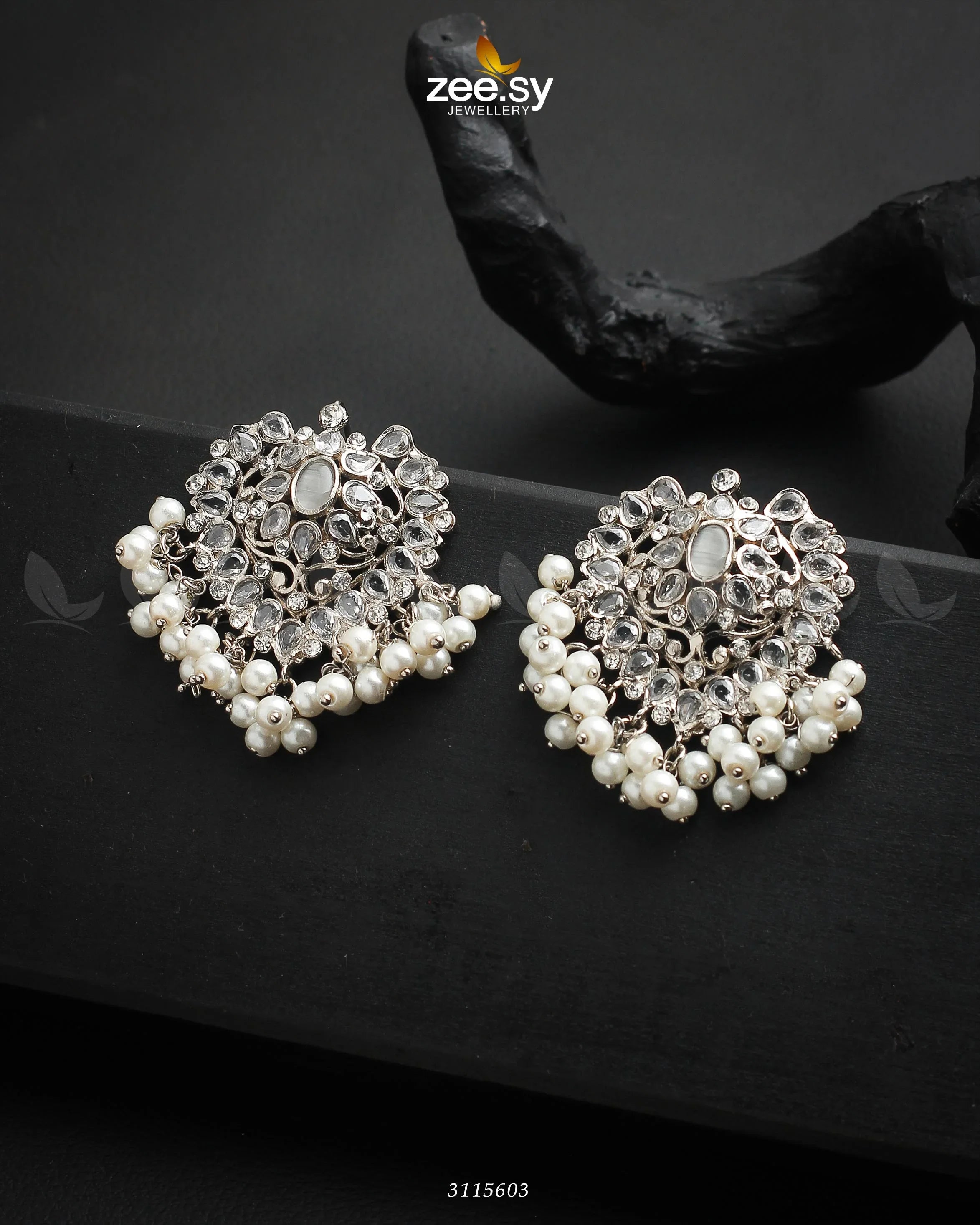 Luxuriant Earrings Silver White - Zeesy Jewellery