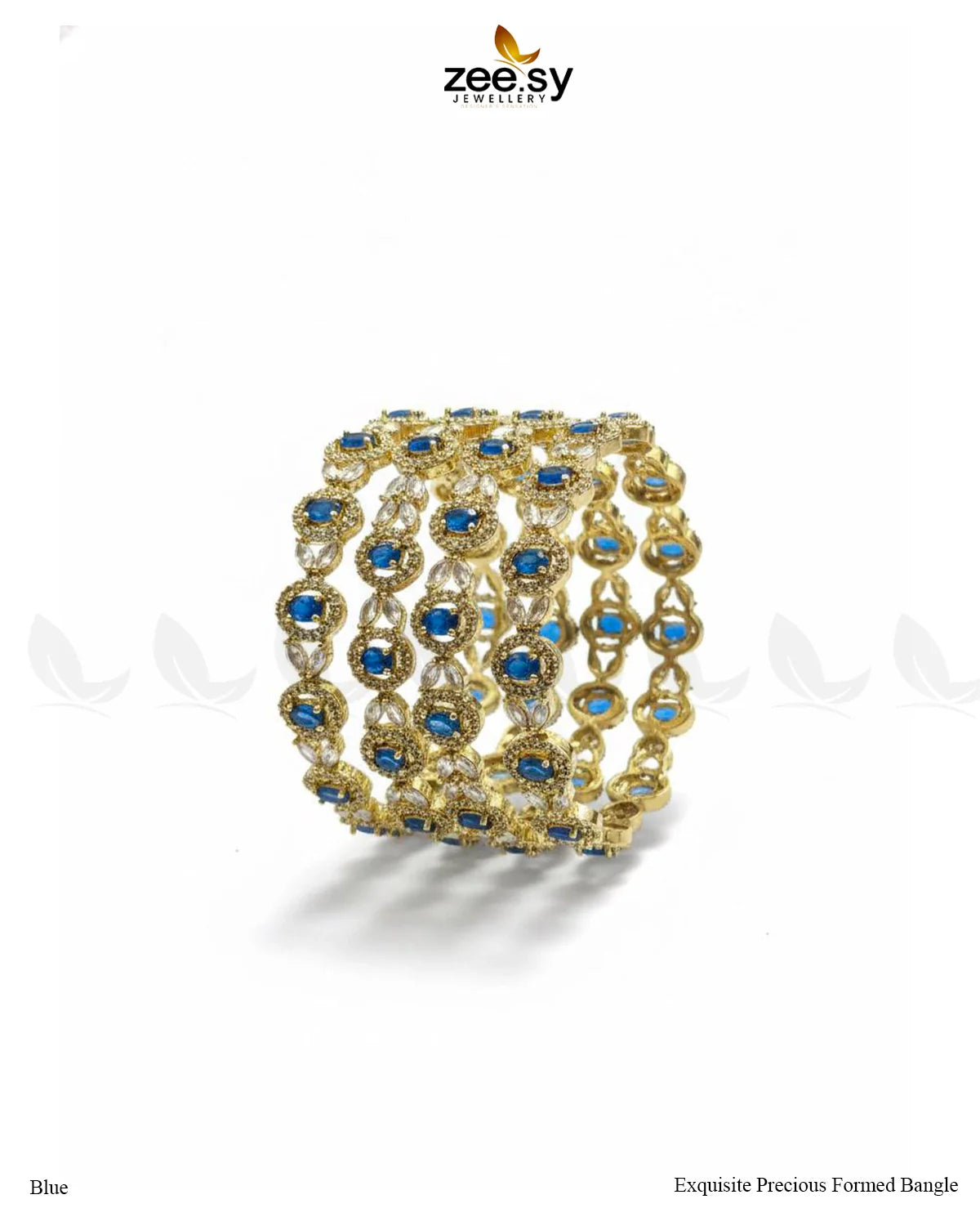 Exquisite Precious Formed Bangles - Blue - Zeesy Jewellery