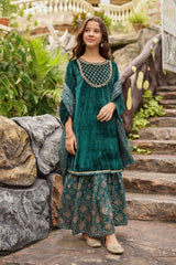 Luxurious Velvet Hand Adda Work 3-Pc Suit: Timeless style meets exquisite craftsmanship in this elegant ensemble, perfect for any special occasion.