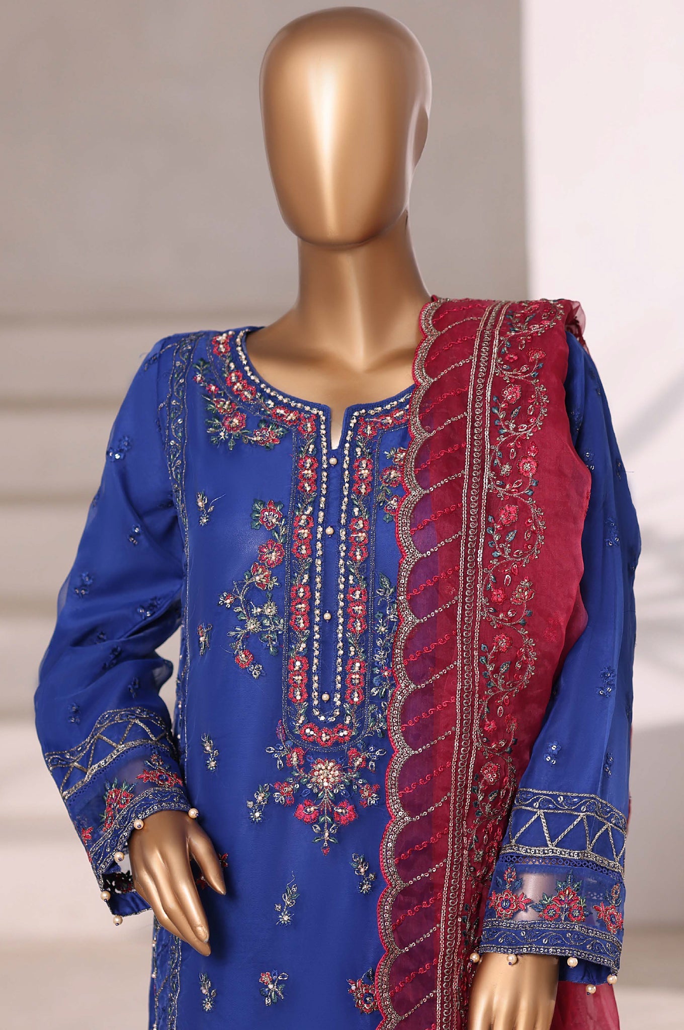 Mahpara by Sada Bahar Stitched 3 Piece Festive Formals Vol-18 Collection'2025-Ma-41-R Blue