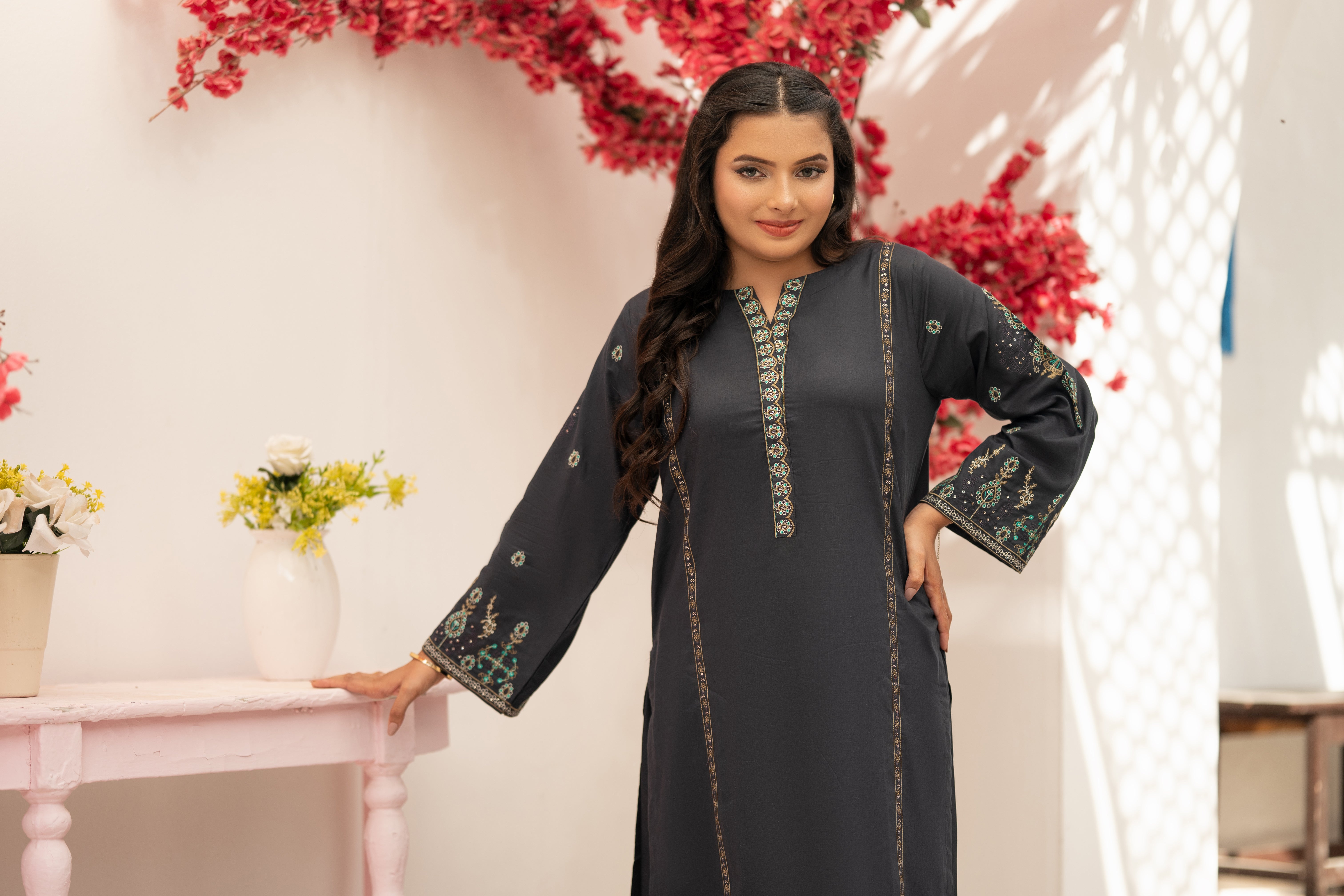 Umer Aayan 02-Pcs Drizzle Embroidered Lawn Suit
