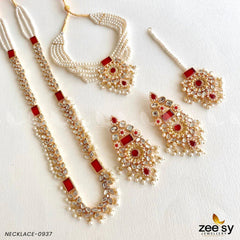 MALLA NECKLACE-0937 Red - Zeesy Jewellery