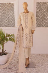 Majestic By HZ Unstitched 3 Piece Luxury Emb Lawn Suit-MEC-07
