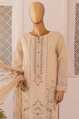 Majestic By HZ Unstitched 3 Piece Luxury Emb Lawn Suit-MEC-07