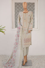 Majestic By HZ Unstitched 3 Piece Luxury Emb Lawn Suit-MEC-09