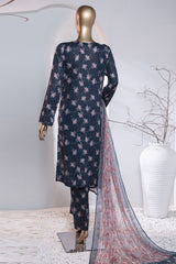 Meenakari By HZ Unstitched 3 Piece Emb Digital Print Doriya Lawn Suit-MEC-86