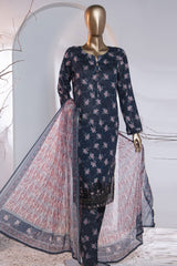 Meenakari By HZ Unstitched 3 Piece Emb Digital Print Doriya Lawn Suit-MEC-86