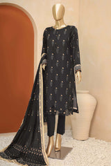 Meenakari By Hz Unstitched 3 Piece Emb Doriya Suit-MED-04-Black