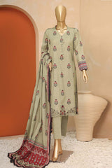 Meenakari By Hz Unstitched 3 Piece Emb Doriya Suit-MED-05-Olive