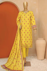 Meenakari By Hz Unstitched 3 Piece Emb Doriya Suit-MED-08-Yellow