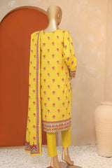 Meenakari By Hz Unstitched 3 Piece Emb Doriya Suit-MED-08-Yellow