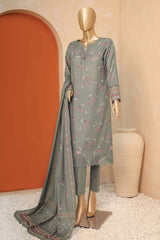 Meenakari By Hz Unstitched 3 Piece Emb Doriya Suit-MED-09-Grey