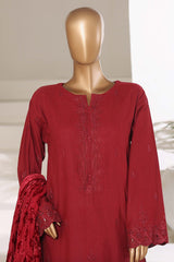 Sada Bahar Stitched 3 Piece Luxury Khaddar Karandi With Palachi Shawl Suit-MEK-251-Rust