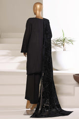 Sada Bahar Stitched 3 Piece Luxury Khaddar Karandi With Palachi Shawl Suit-MEK-253-Black