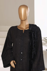 Sada Bahar Stitched 3 Piece Luxury Khaddar Karandi With Palachi Shawl Suit-MEK-253-Black