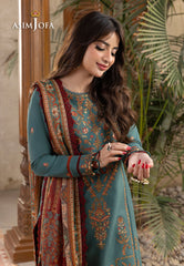 Asim Jofa Rania Pre-Winter '23 Ajrw-32 Designers Stitched Embroidered Premium Winter Cotton 3 Pcs