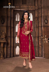 Asim Jofa Pyaar Diyan Gallan Ajem-19 Embroidered Net 3 Pcs