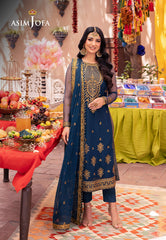 Asim Jofa Pyaar Diyan Gallan Ajem-07 Embroidered Net 3 Pcs