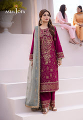 Asim Jofa Designers Limited Edition Ajcfd-12 Embroidered Boski Silk 3 Pcs