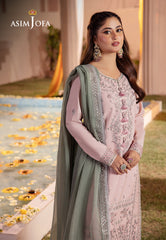 Asim Jofa Dhanak Rang PretAjcfp-14 Embroidered Boski Silk Stitched 3 Pcs