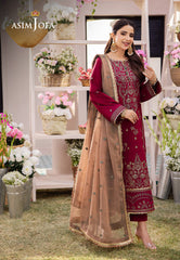 Asim Jofa Dhanak Rang Ajcf-20 Embroidered Boski Silk 3 Pcs
