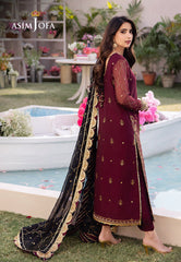 Asim Jofa Designers Limited Edition Ajcfd-18 Embroidered Chiffon 3 Pcs