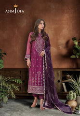 Asim Jofa Dhanak Rang Ajcf-19 Embroidered Chiffon 3 Pcs