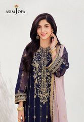 Asim Jofa Dhanak Rang Ajcf-09 Embroidered Chiffon  3 Pcs